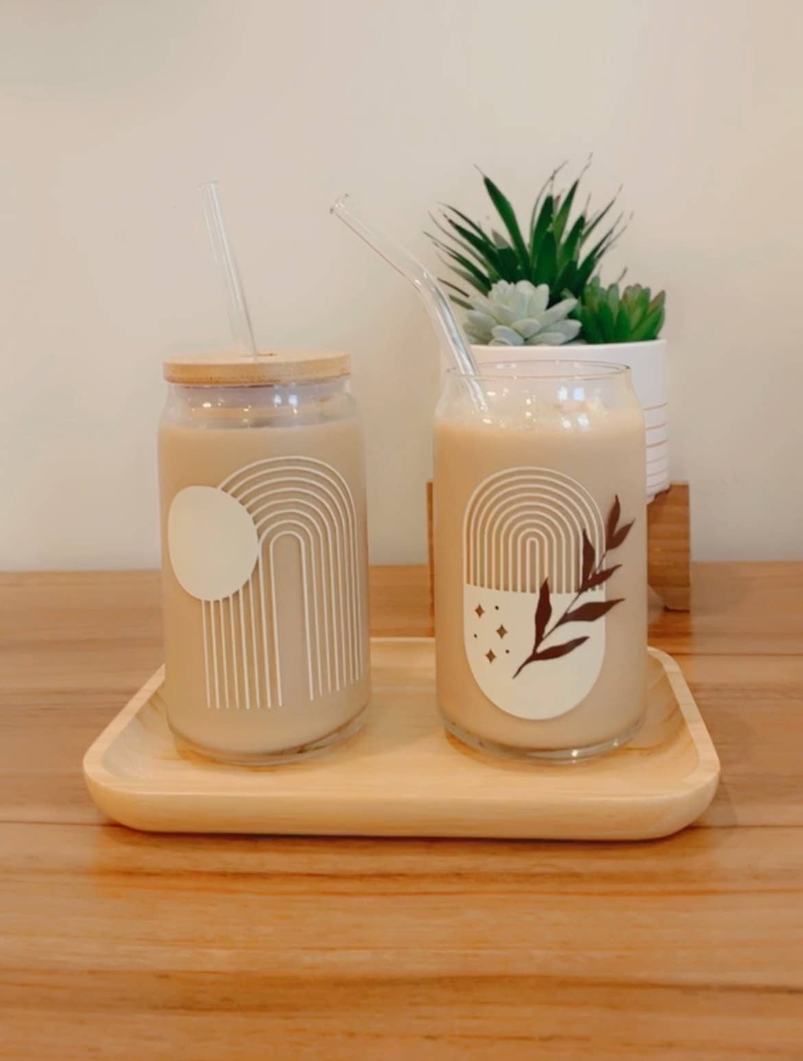 Pink pretty designs - Vente Verre/tasse - Canette en verre à bière arc-en-ciel, Boho, café glacé, verre à soda3