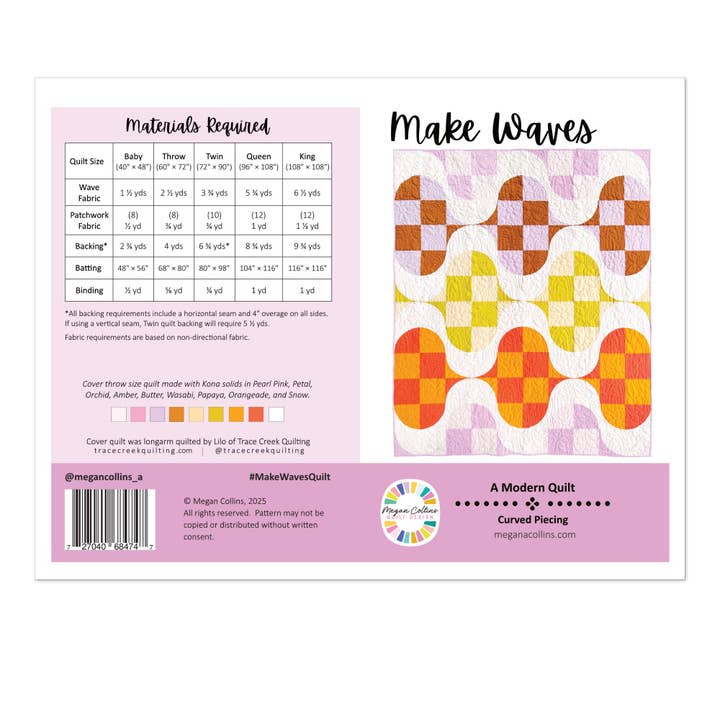 Make Waves Quilt Pattern for wholesale by Megan Collins Quilt Design