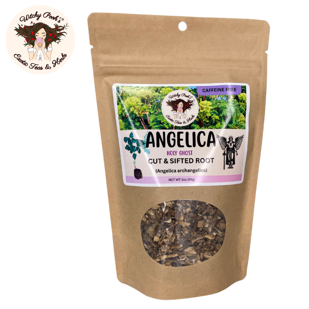 Witchy Pooh's Exotic Teas & Herbs – Chá solto por atacado – Chá de Angélica da Bruxa Pooh - Raiz Cortada e Peneirada, Espírito Santo2