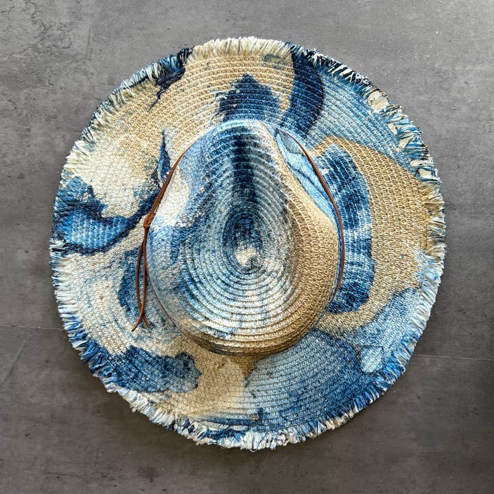 N.Y.M.F. by Co - Wholesale Straw Hat - Women's - Marbled Straw Fringe Rancher Hat