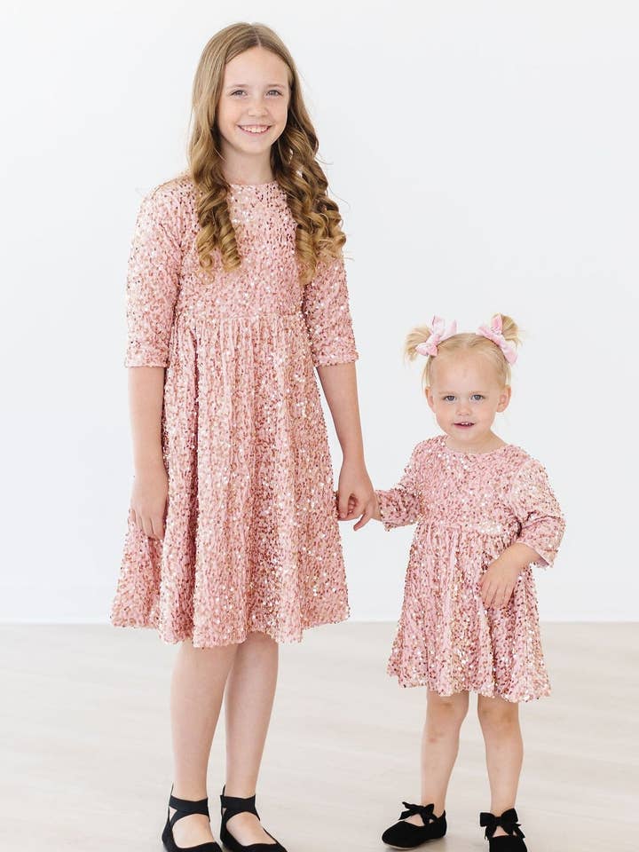 Rose Gold Velvet Sequin Dress for wholesale by Mila & Rose