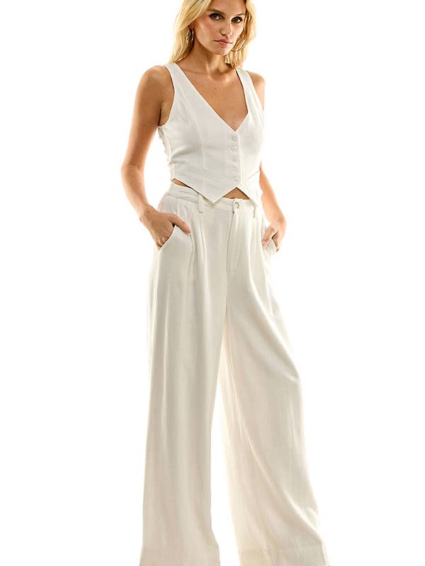 CONJUNTO DE CHALECO Y PANTALONES CON BOTONES EN LA PARTE DELANTERA para venta al por mayor de ACOA COLLECTION