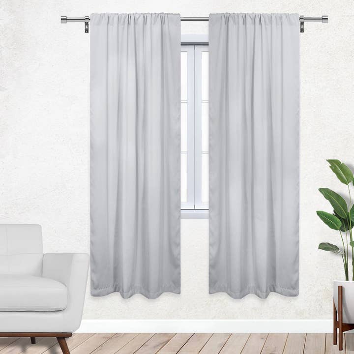 52 X 84 Inch Blackout Polyester Curtains with Rod Pocket Grayish White - 2 Panels for wholesale by YOUR CHAIR COVERS