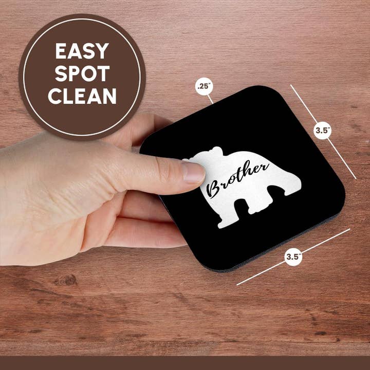 3dRose - Wholesale Coasters - 3dRose, Brother Bear. Black lettering inside white cub on black background., Coaster13