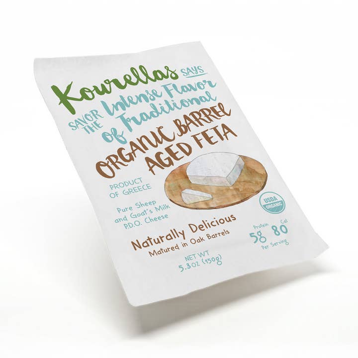 Kourellas Organic Barrel Aged Greek Feta P.D.O. Cheese 150g for wholesale by Maltby&Greek
