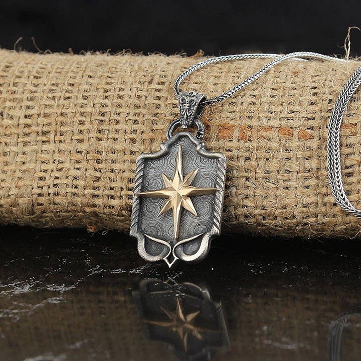 Mens North Star halsband Sterling Silver för wholesale av Ephesus Jewelry