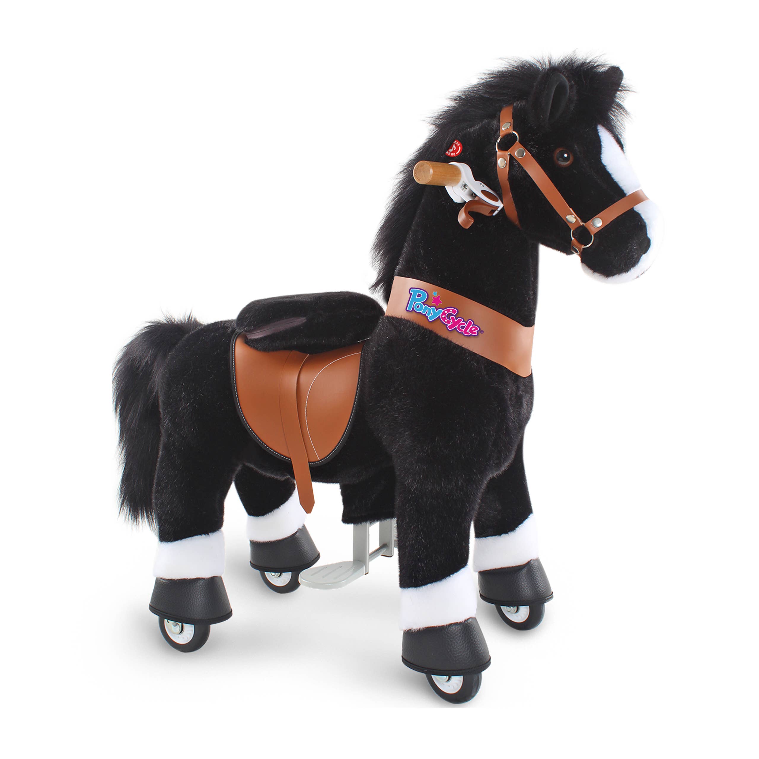 PonyCycle GmbH – Cavalo de baloiço - Crianças por atacado – Brinquedo de Montar PonyCycle Cavalo Preto de Pelúcia Presente para Crianças0