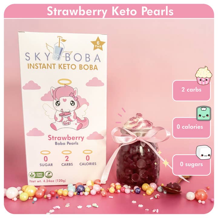 Aardbei Keto Boba Parels (6-pack) voor wholesale door Sky Boba