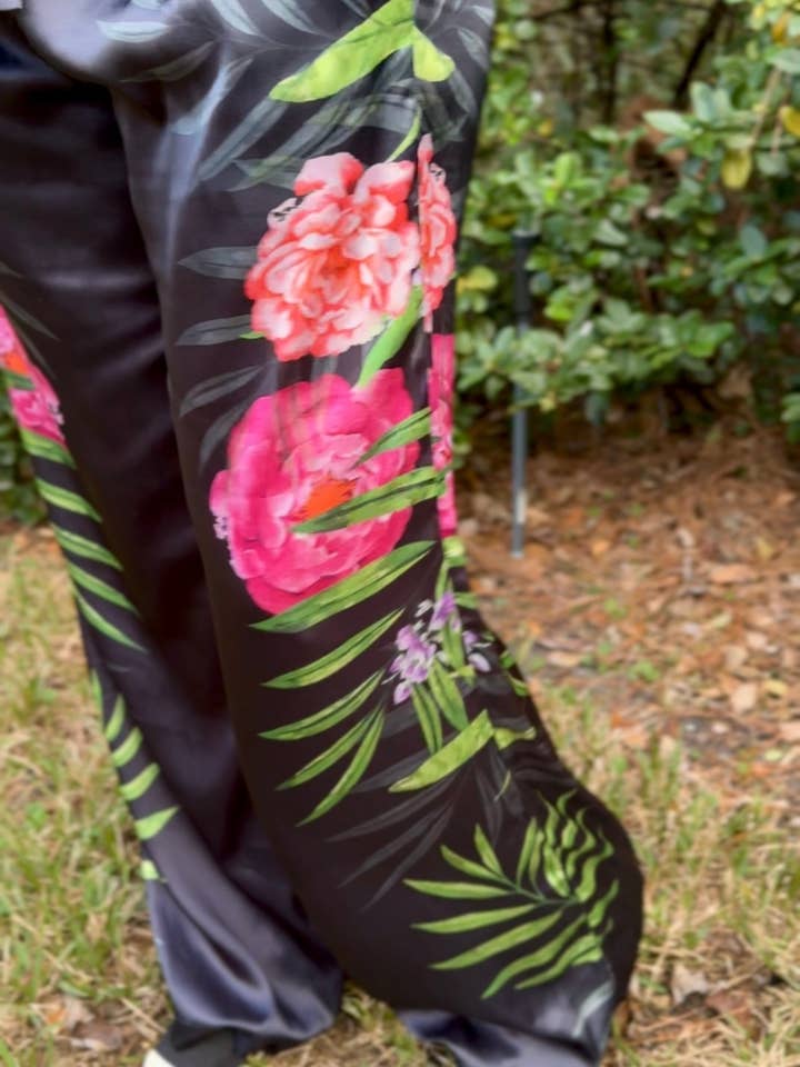 Paryse Style - Wholesale Top & Pant Set (NOT Loungewear) - Women's - Midnight Garden Japanese Silk Set | True 38" Inseam1