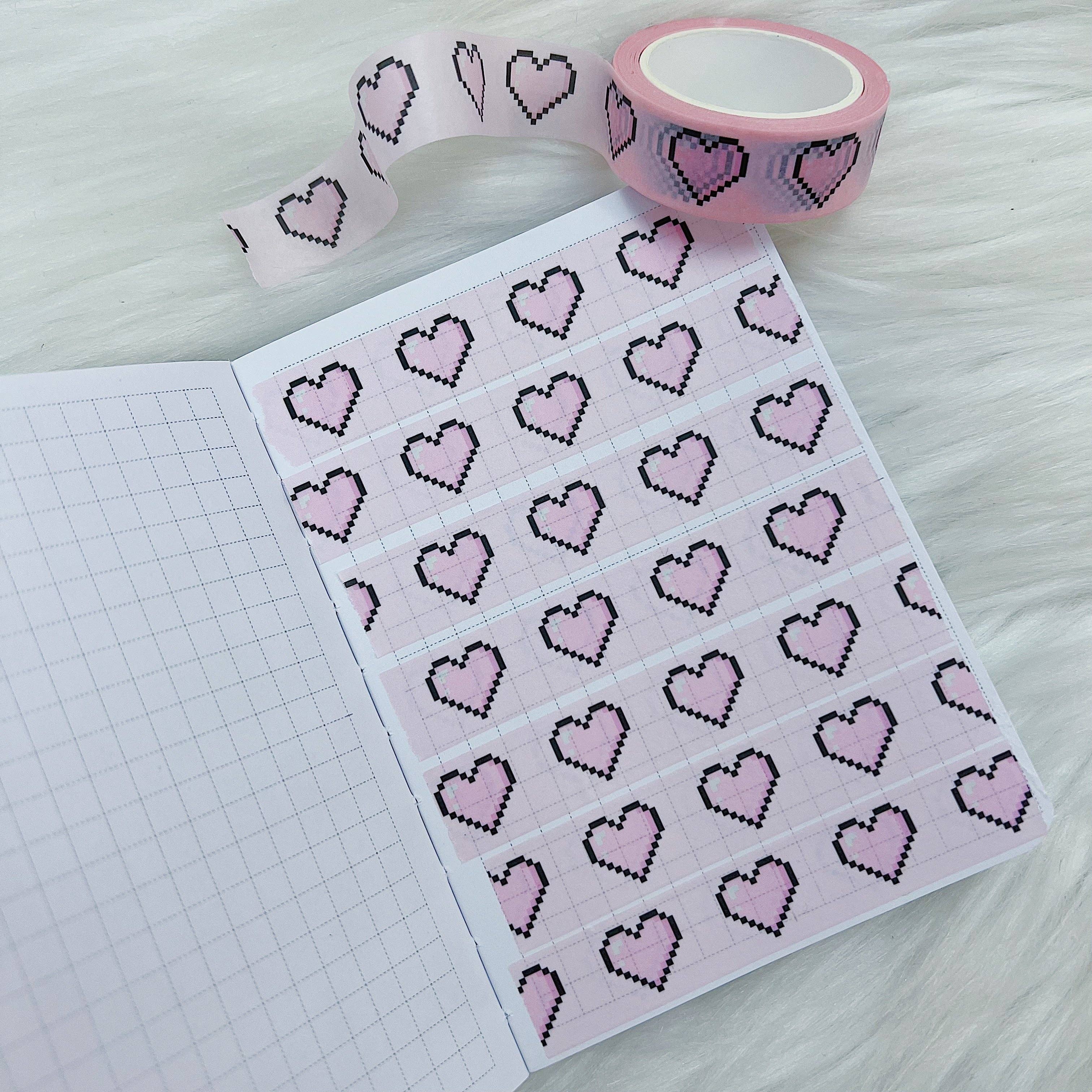 The HoneyBShop - Wholesale Washi Tape - Gamer Babe Pixel Hearts Washi Tape | 15MM1