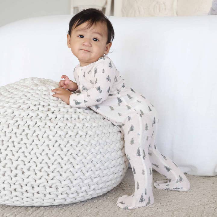 Caden Lane - Wholesale Jumpsuit - Baby - Evergreen Bamboo Waffle Zipper Footie4