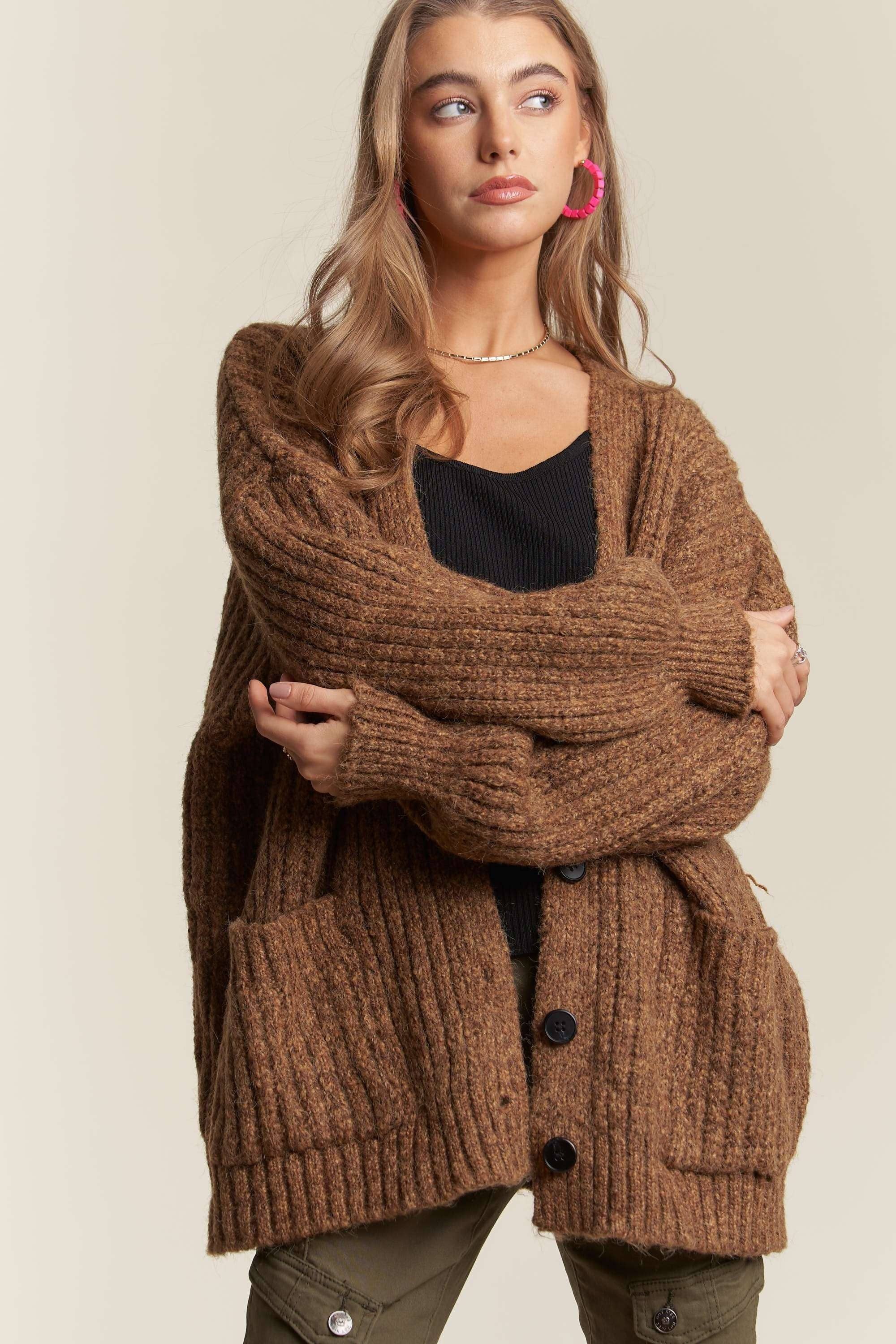 ADORA LA – wholesale Cardigan – Women’s – CESW3441A - BUTTON DOWN COZY SWEATER CARDIGAN3