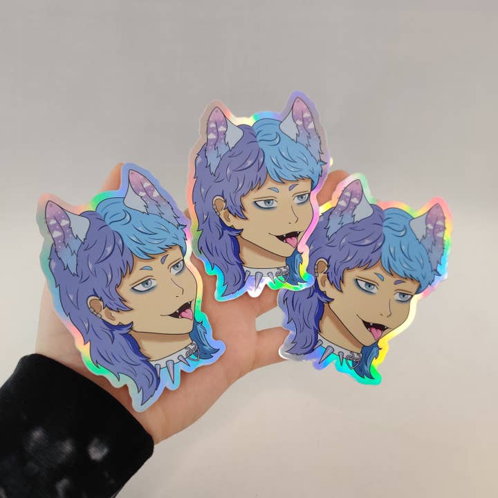 Altcultures - Wholesale Sticker - Holographic nonbinary wolf sticker1