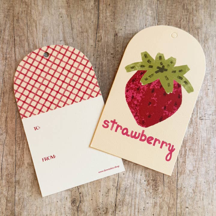 Jordgubbsbåge Presentetikett – Bomullspapper Etikett (6-pack) för wholesale av Slow Notes