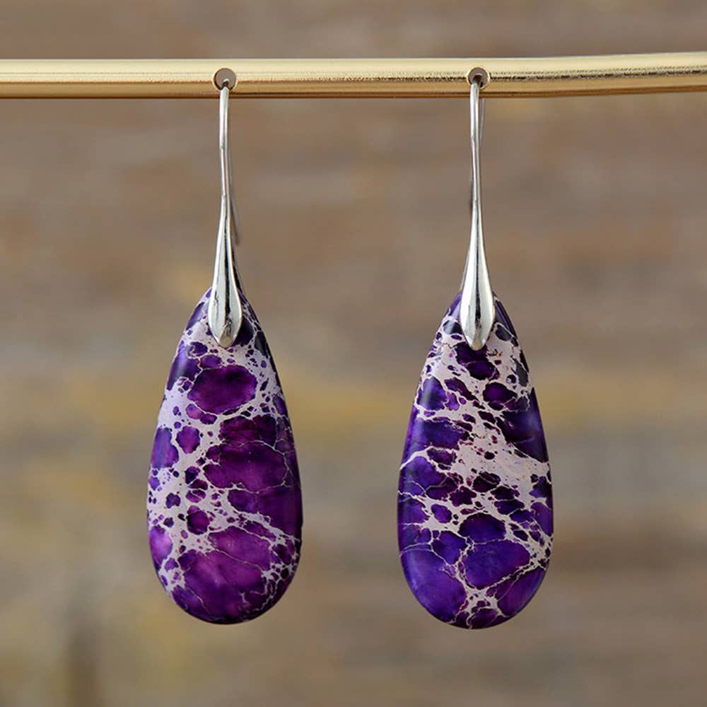Wholesalesir - Wholesale Dangle Earrings - Bohemian Emperor Stone Droplet Pendant Earrings3