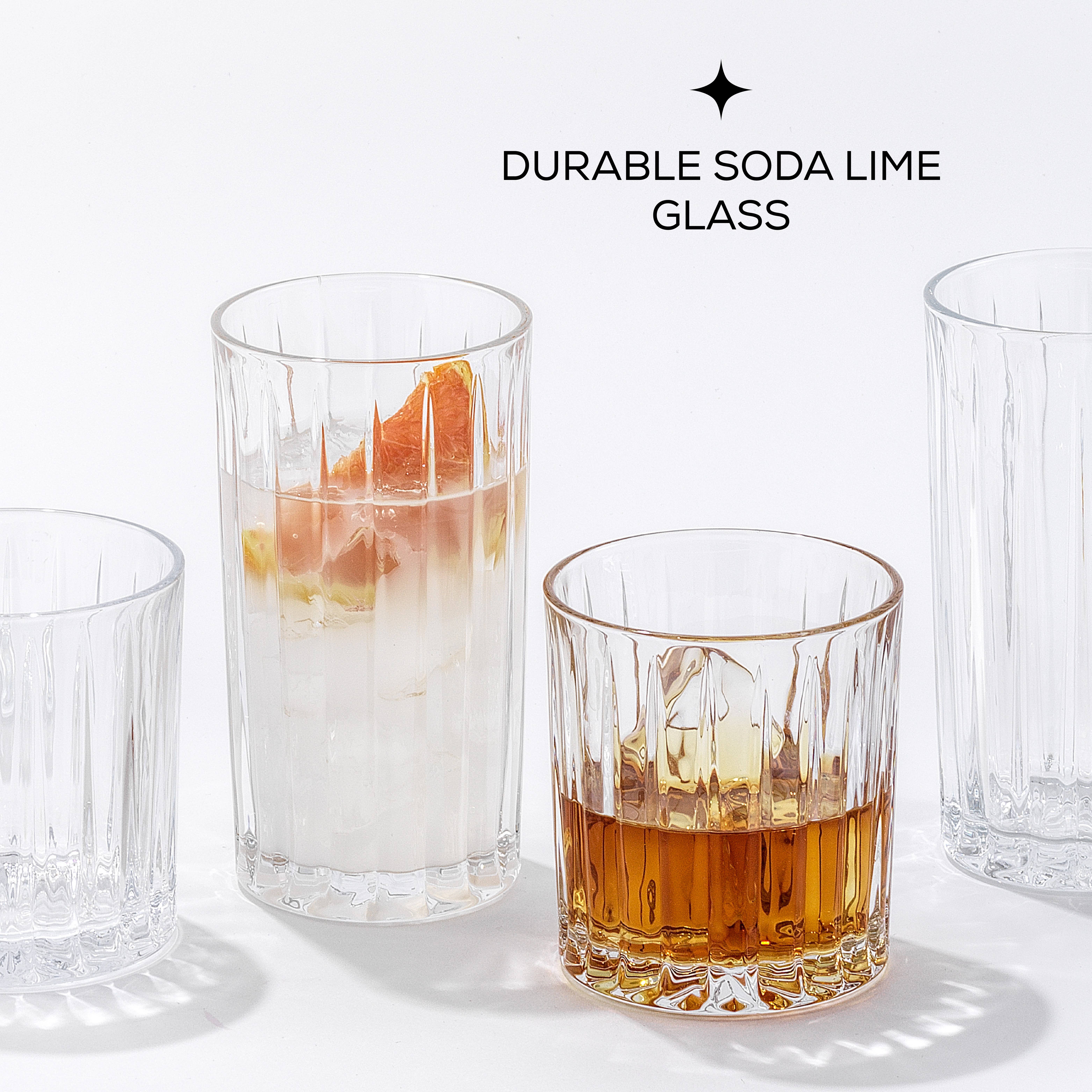 JoyJolt - Wholesale Cocktail/Liquor Glass - Alina 8 Piece Ribbed Glass Drinkware Set7