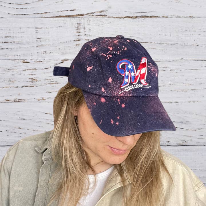 Bleach farvet Baseball/Trucker Hat for engroshandel hos Oaks and Cotton