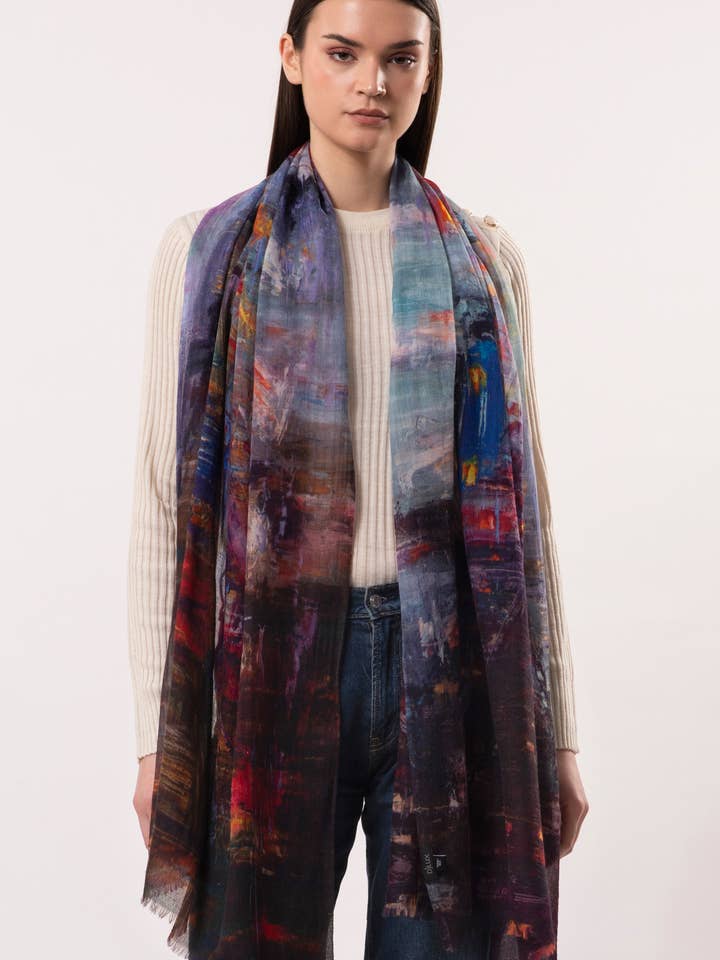 DLUX Paraplu Meisje Verteller Wol Zijde Sjaal (70x180cm) voor wholesale door DLUX Scarves