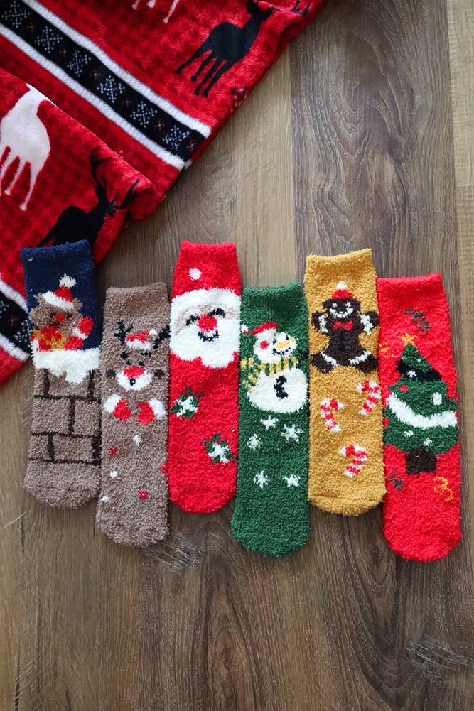 Hana - Wholesale Socks - Women's - Christmas Holiday Fuzzy Socks Set0