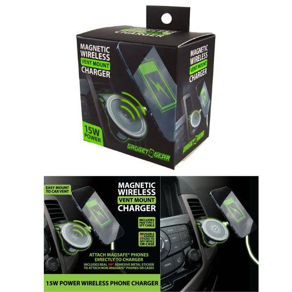Gadget Gear Cell Phone Vent Mount & Charger - #22715 for wholesale by St. Louis Wholesale LLC
