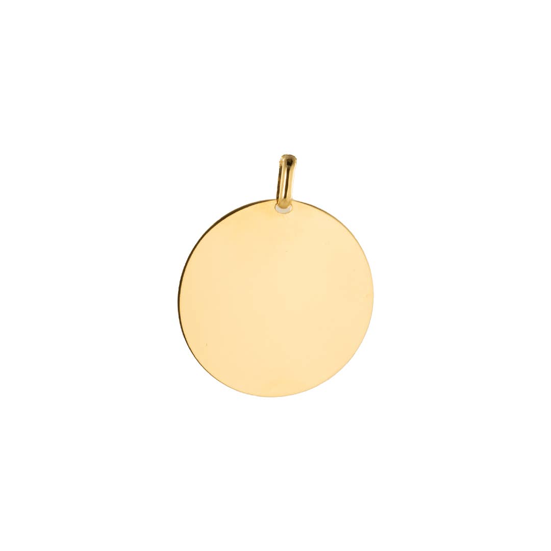 Bijoux Fabrication Française - Wholesale Individual Charm/Pendant - Engravable Pendant – Smooth Round Shape 18Kt Gold Plated 3µ 6