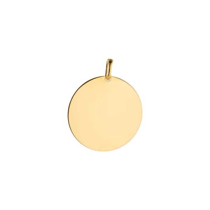 Bijoux Fabrication Française - Wholesale Individual charm/pendant - Engravable Pendant – Smooth Round Shape 18Kt Gold Plated 3µ 6
