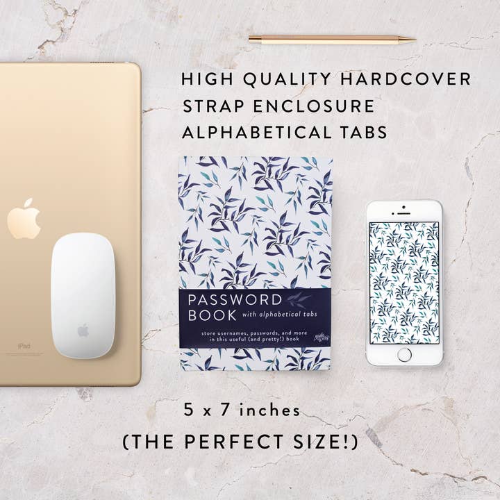 Makewells - Vente Journal intime - Carnet de mots de passe avec onglets alphabétiques et bracelet2