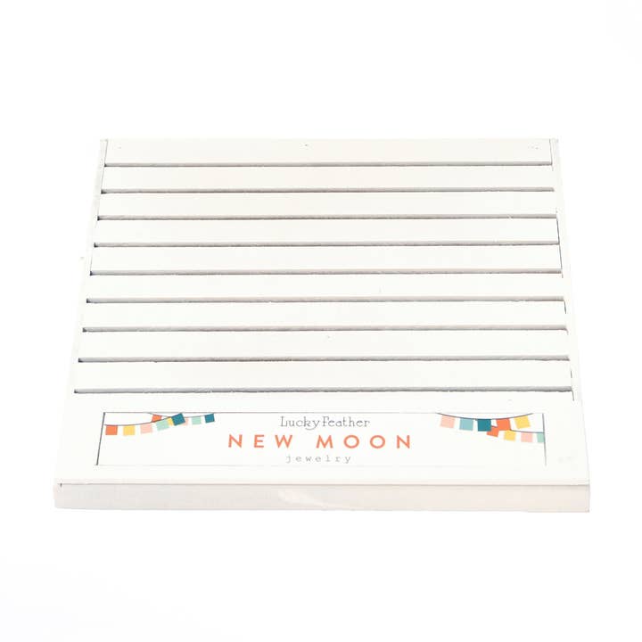 White Slotted Display - New Moon Earrings - (8 in x 7.25 in) for wholesale by Lucky Feather