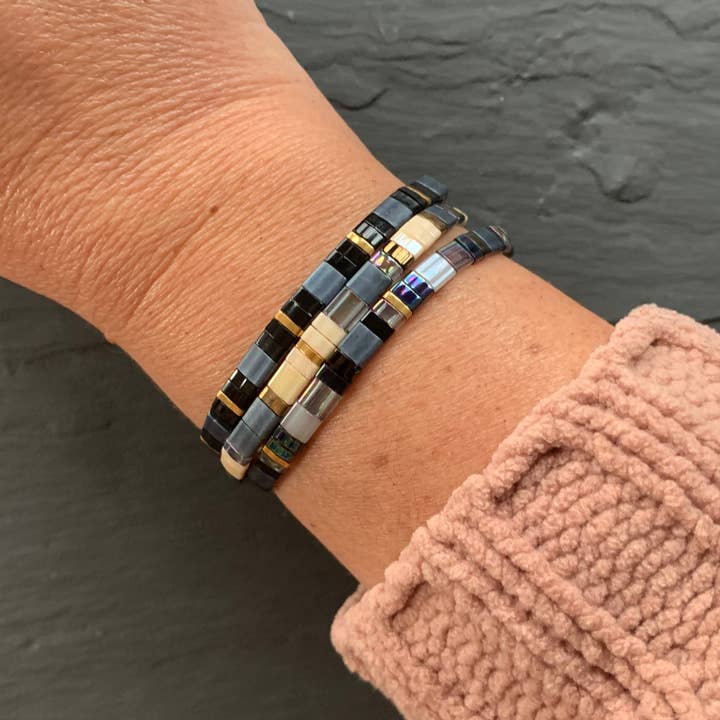 Libby & Smee - Wholesale Beaded Bracelet - Stackable Stretch Tile Bead Bracelets