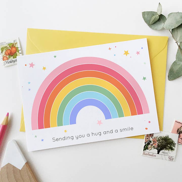 Arco-íris enviando um cartão de abraço por atacado de Clara and Macy