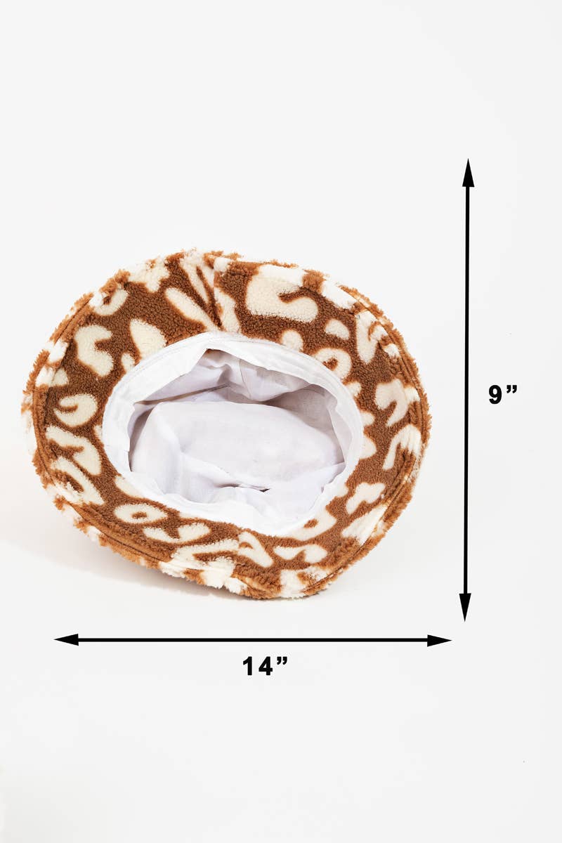 Collections by Fame Accessories - Vendita all'ingrosso Cappello da pescatore - Donna - Cappello da pescatore in sherpa con motivo leopardato2