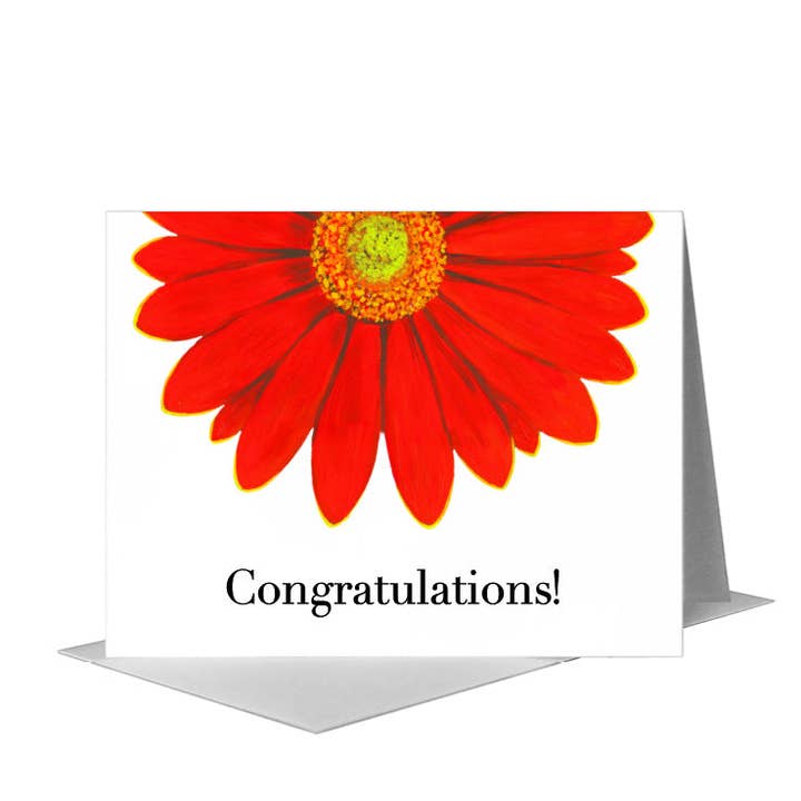 Giant Gerber Red, Greeting Card (#7416G) for wholesale by Printed Canvas