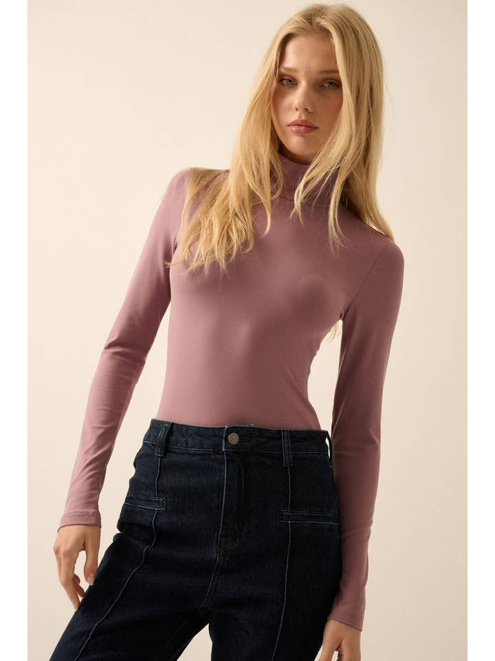 Promesa USA - Wholesale Bodysuit - Women's - Solid Knit Mockneck Long-Sleeve Bodysuit0