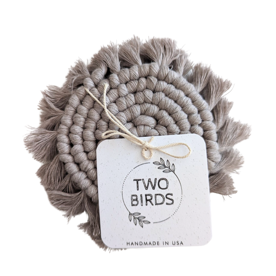 Two Birds Eco Shop - Wholesale Coasters - Single Macrame Coaster - Solid Colors10