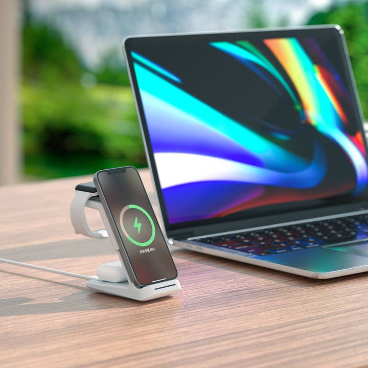 LAX Gadgets - Vente Station de charge - Station de recharge sans fil 3 en 1, support de chargeur, pack de vente au détail6