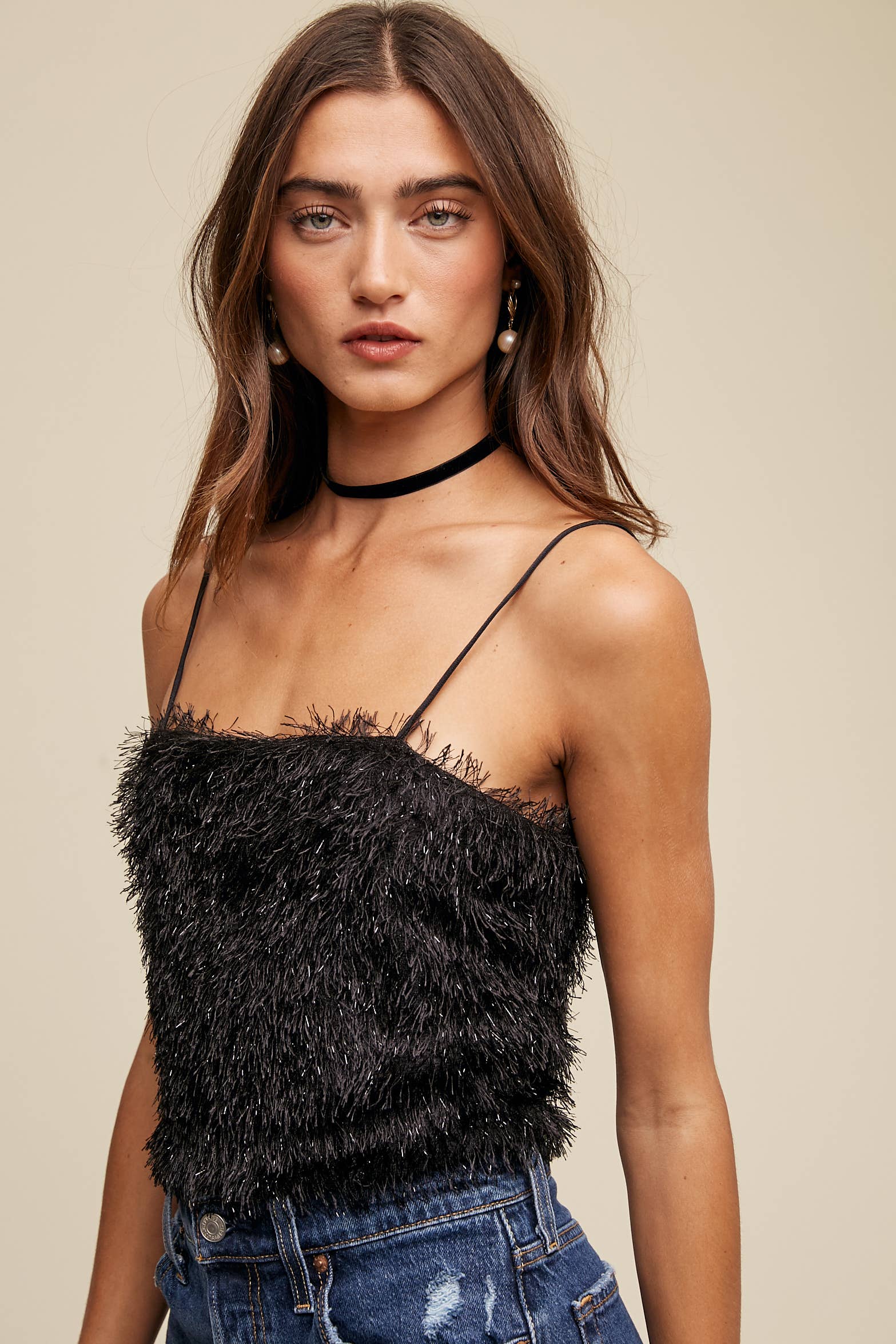 Listicle - Wholesale Camisole - Women's - Metallic Eyelash Knit Cami Top LT131528