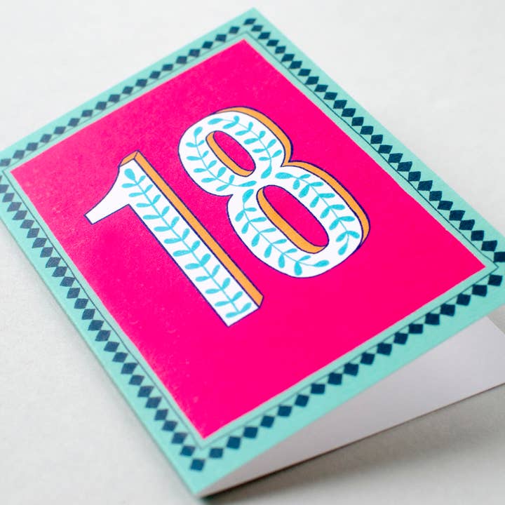 Maggie Magoo Designs - Wholesale Birthday Card - Greetings Card - Happy 18th Birthday - Pink1