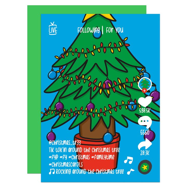 Tik Tok Around The Tree Christmas A6 Card for wholesale by TeePee Creations