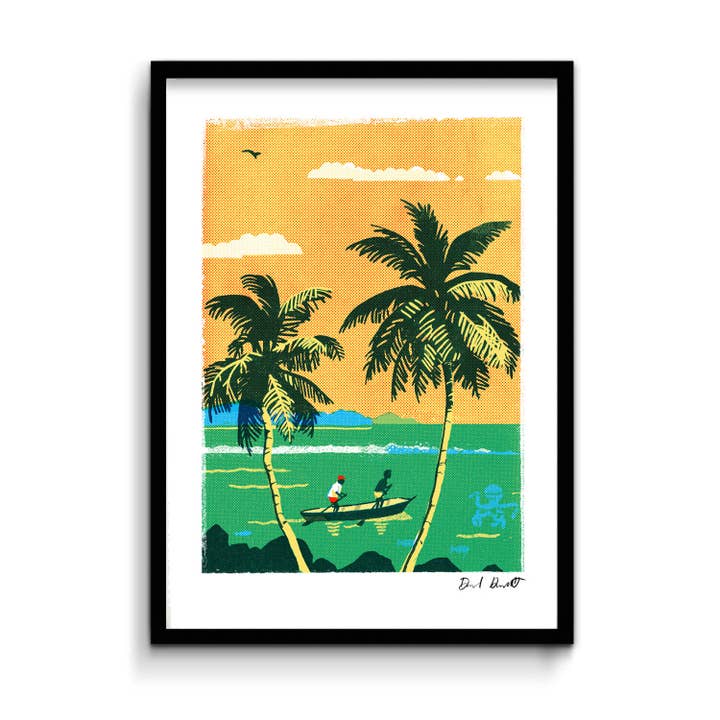 Seychellerna i gult för wholesale av Haskett Prints