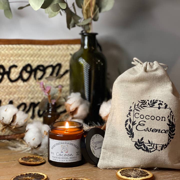 Cocoon’Essence – Engroshandel Glaslys – Nr. 1 „Cocoon“ duftlys - Bomuldsblomst & Neroli