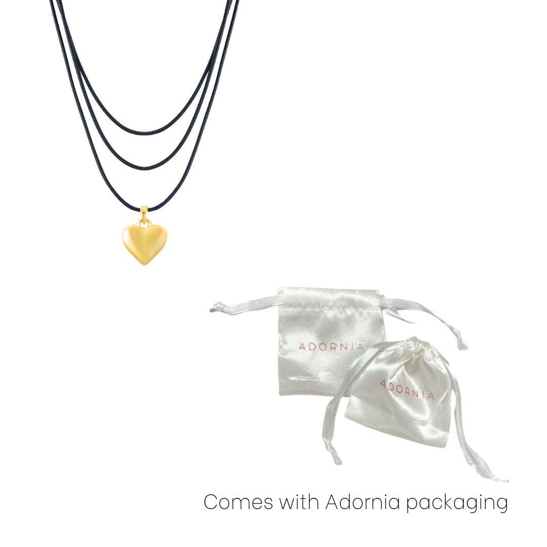 Adornia - Wholesale Pendant/Charm Necklace - Puffy Heart with Black Chord Bolo Necklace3