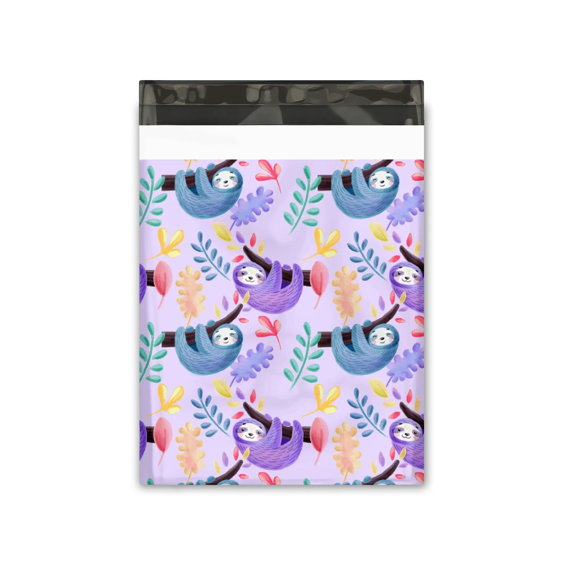 Eleven Fashion – wholesale Envelopes – 10x13 Purple Sloths Designer Printed Poly Mailers1