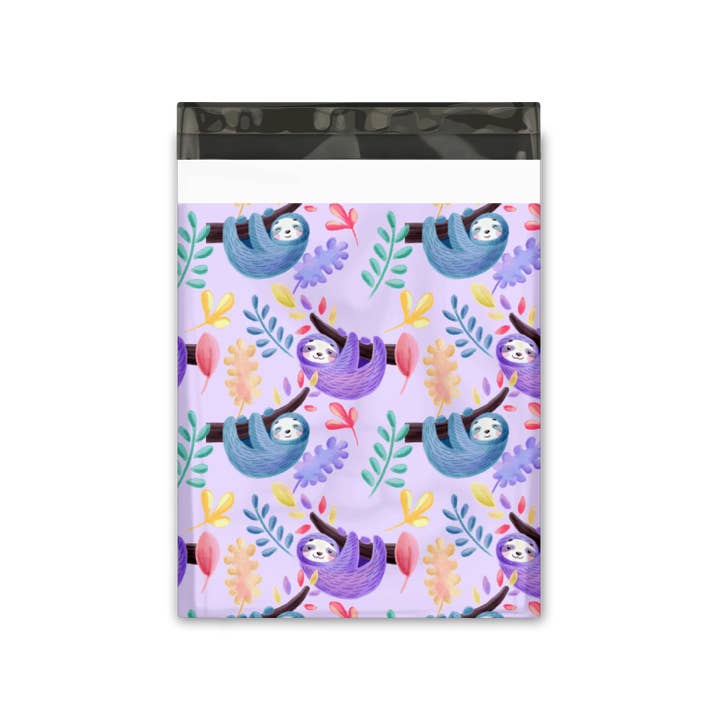 Eleven Fashion – wholesale Envelopes – 10x13 Purple Sloths Designer Printed Poly Mailers1