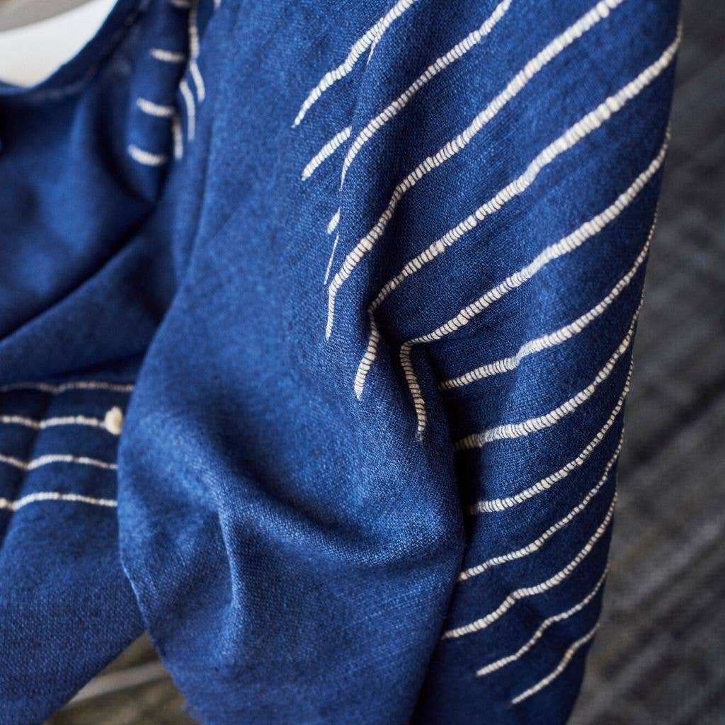 Variously - Wholesale Throw Blanket - Rosewood Indigo Hand knotted Stripes Handloom Merino Throw2