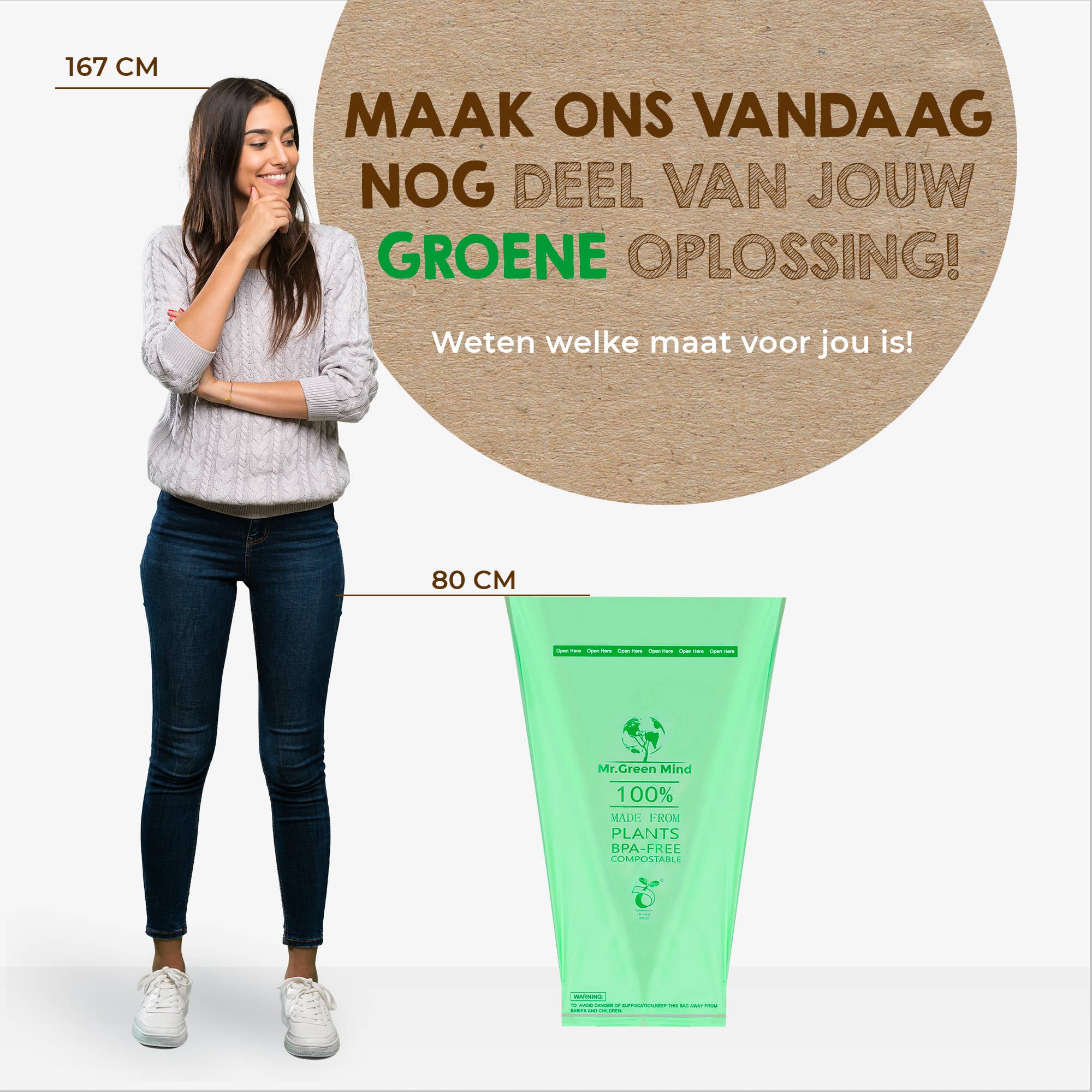 Mr. Green Mind – Engroshandel Skraldespand – 60 liter komposterbare økologiske poser, dispenser med 60 stk.4