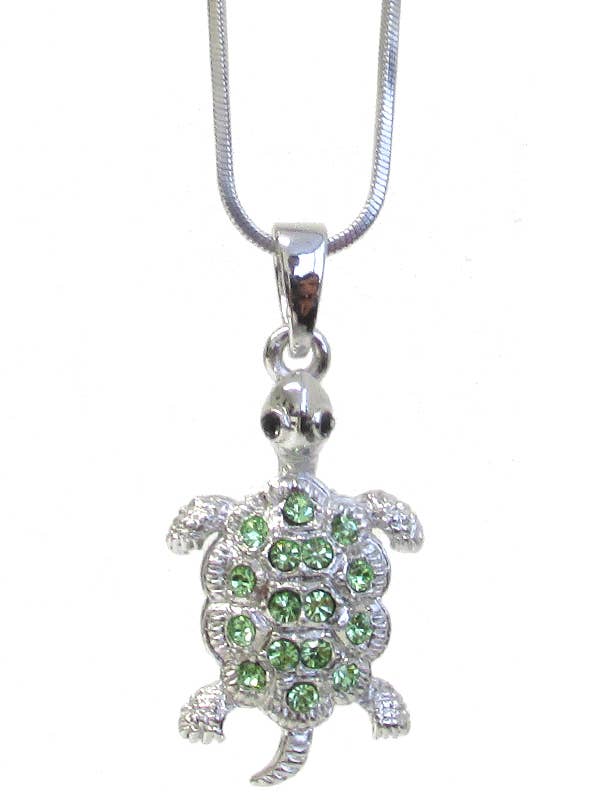 ( C250 ) CRYSTAL TURTLE PENDANT NECKLACE for wholesale by Jewelry Max