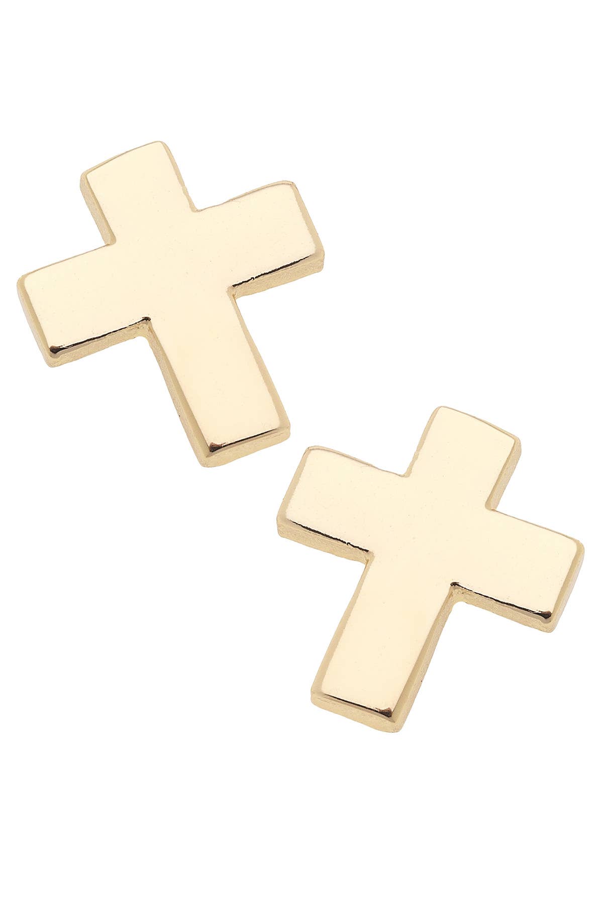 Canvas Style - Wholesale Stud/Post Earrings - Portia Cross Stud Earrings in Shiny Gold