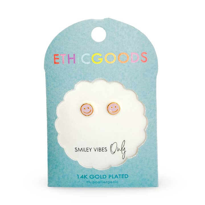Smiley Face Tiny Stud Earrings for wholesale by ETHICGOODS