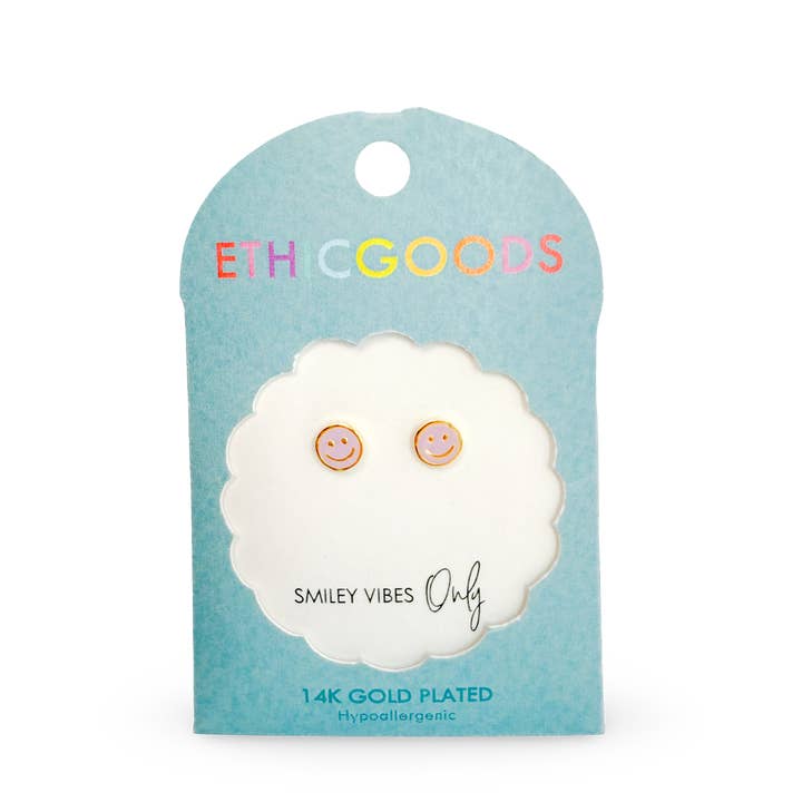 Smiley Face Tiny Stud Earrings for wholesale by ETHICGOODS