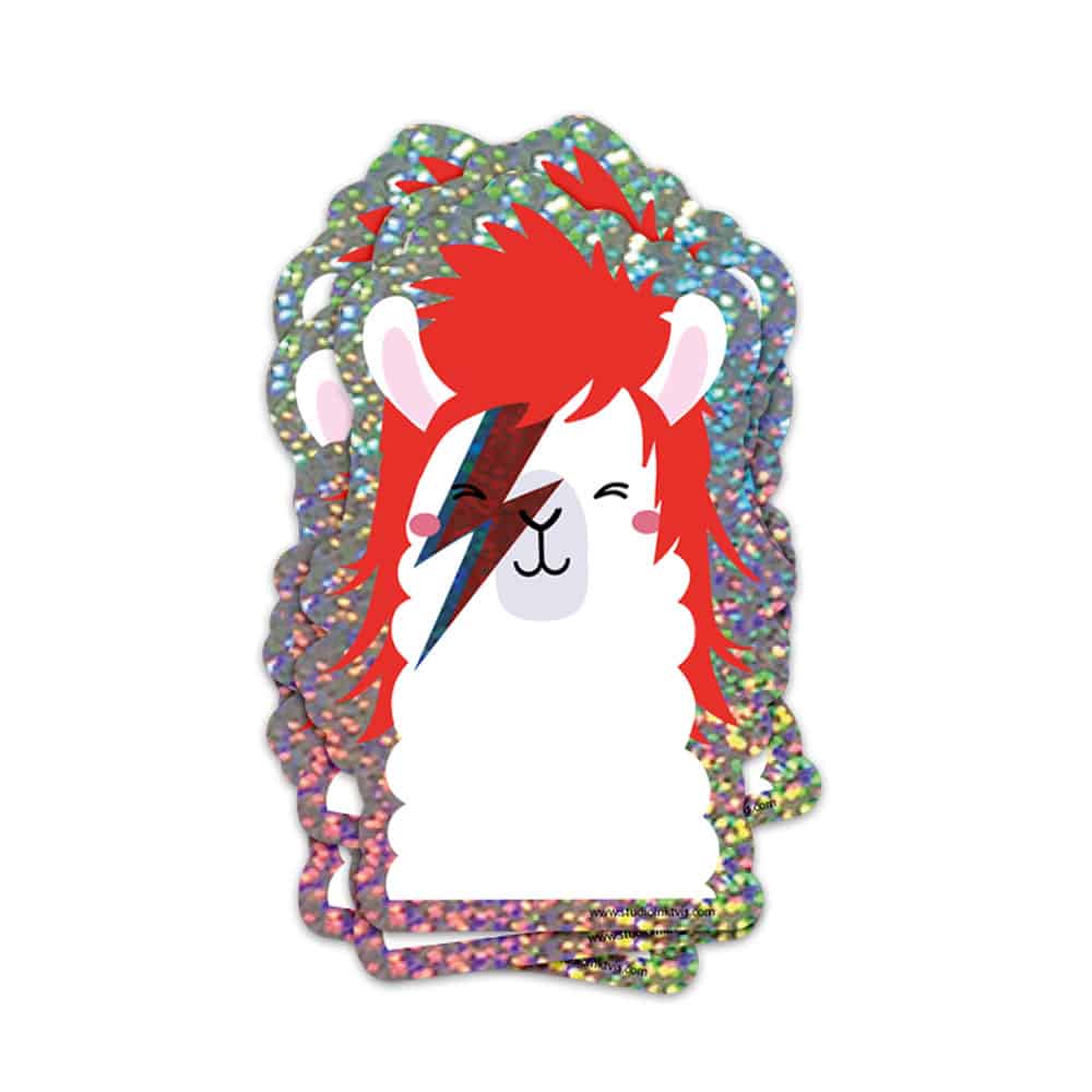 Studio Inktvis - Wholesale Sticker - Glitter sticker David Bowie Ziggy Stardust llama